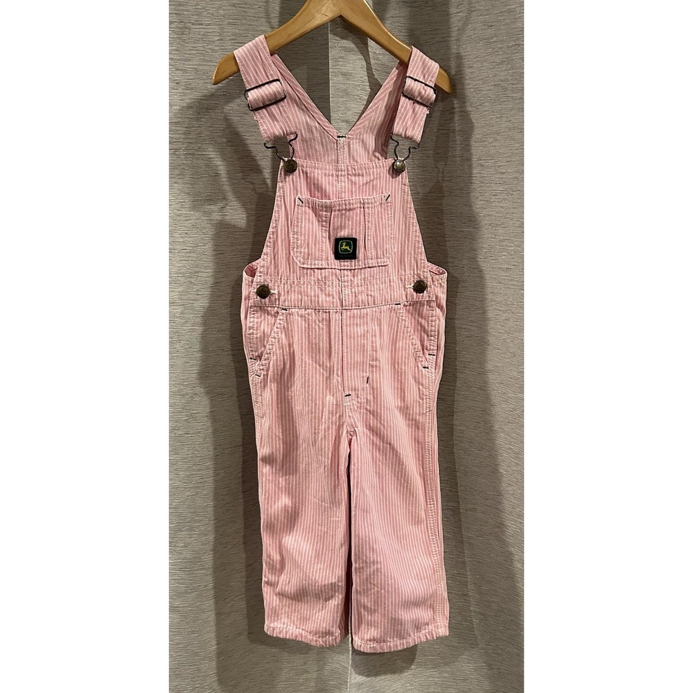 John Deere Girls'‎ Hickory Pink Striped Overalls Youth 2T